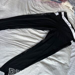 PINK Victoria's Secret Black Leggings with White Accents